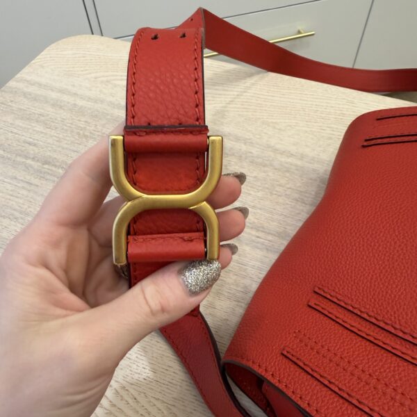 Chloe Calfskin Medium Marcie Round Crossbody Bag Red