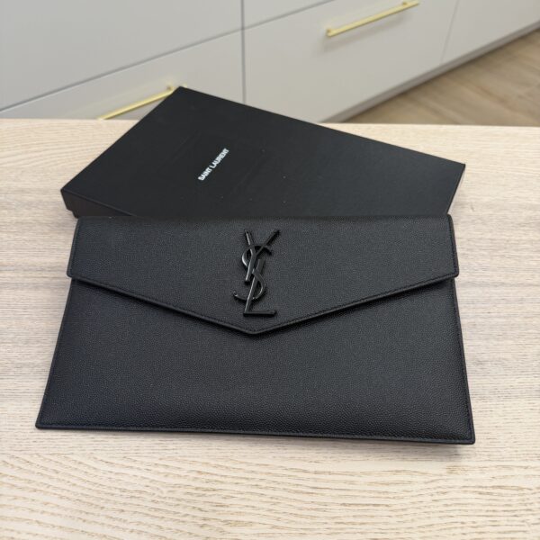 Saint Laurent Uptown Pouch in Leather Black and Black Hardware YSL