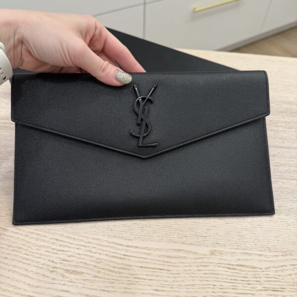 Saint Laurent Uptown Pouch in Leather Black and Black Hardware YSL