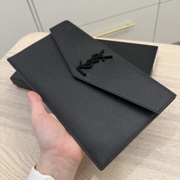 Saint Laurent Uptown Pouch in Leather Black and Black Hardware YSL