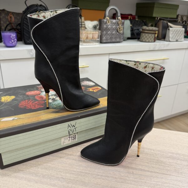 Gucci Leather Crystal Embellishments Boots Women's Size 36 US 6