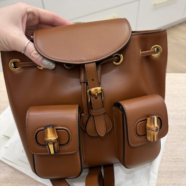 Gucci Calfskin Bamboo Backpack Caramel
