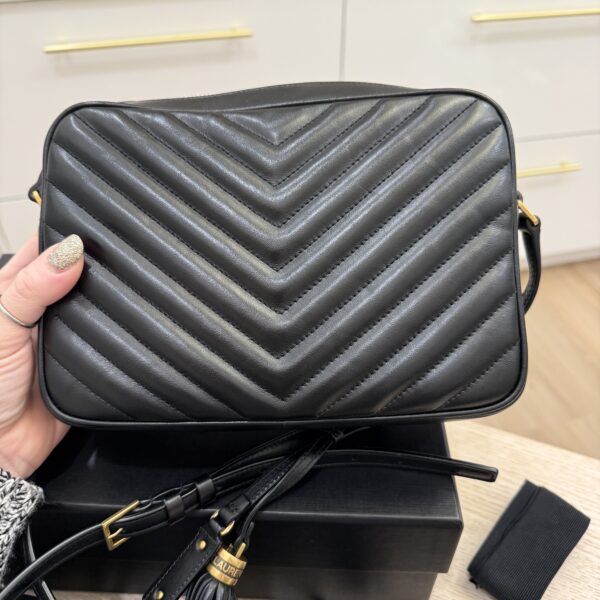 Saint Laurent (YSL) Calfskin Monogram Lou Camera Black Gold Hardware