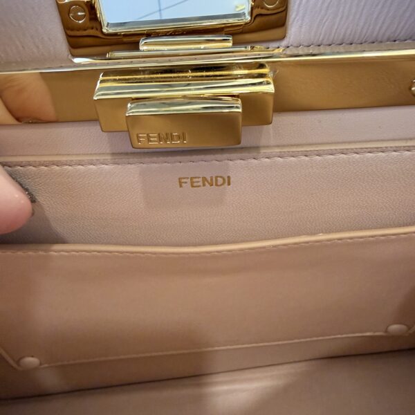 Fendi Vitello Seta Shiny Nappa Medium Peekaboo I SEE U Satchel Black Light Rose