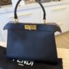 Fendi Vitello Seta Shiny Nappa Medium Peekaboo I SEE U Satchel Black Light Rose