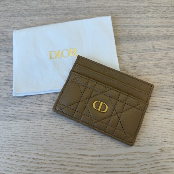 Christian Dior Card Holder Powder Beige Cannage Lambskin