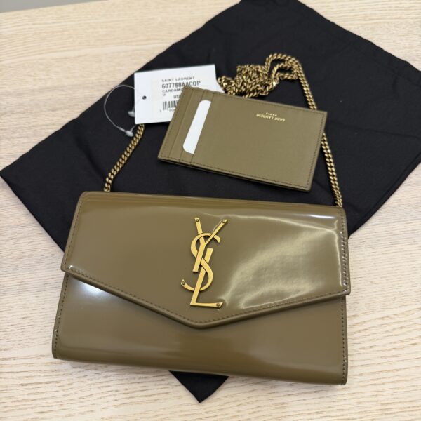 Saint Laurent (YSL) Patent Calfskin Uptown Chain Wallet