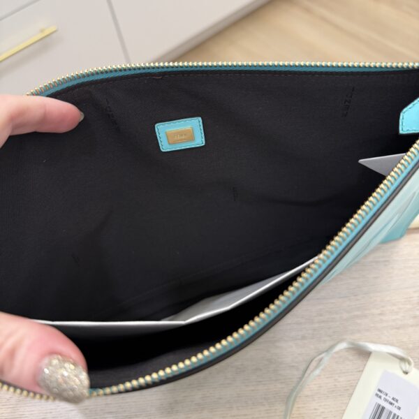 Fendi Leather Zip Large Flat Wristlet Pouch