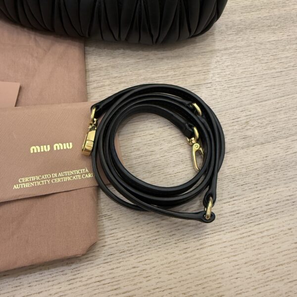 Miu Miu Small Wander Matelassé Nappa Leather Hobo Bag Black