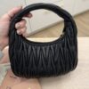 Miu Miu Small Wander Matelassé Nappa Leather Hobo Bag Black