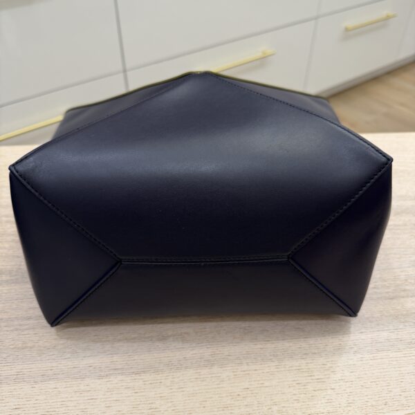 Loewe Medium Puzzle Fold Tote in Shiny Calfskin Olive and Blue Abyss