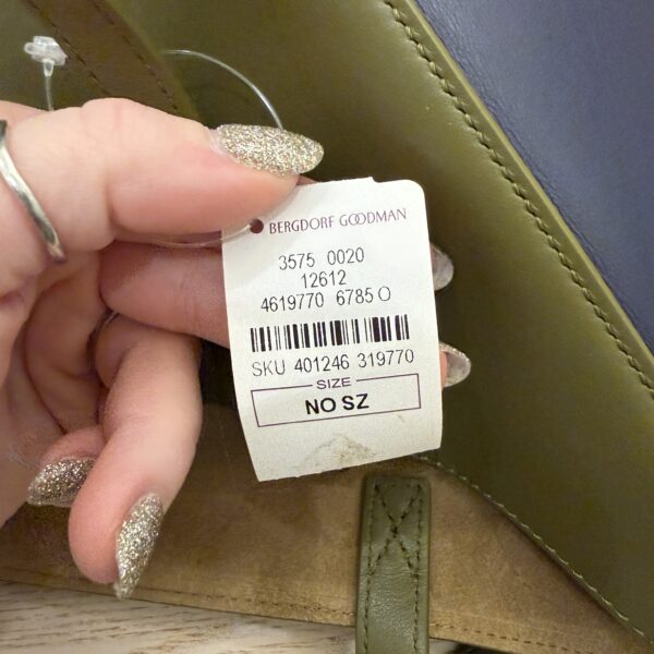 Loewe Medium Puzzle Fold Tote in Shiny Calfskin Olive and Blue Abyss