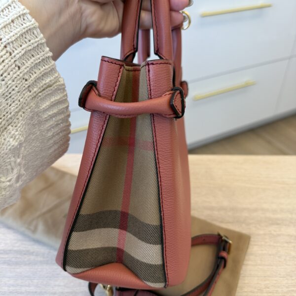 Burberry Grainy Calfskin House Check Small Banner Tote