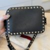VALENTINO GARAVANI Pebbled Calfskin Rockstud Camera Crossbody Bag Black