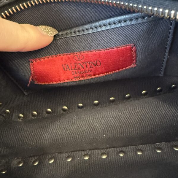 VALENTINO GARAVANI Pebbled Calfskin Rockstud Camera Crossbody Bag Black