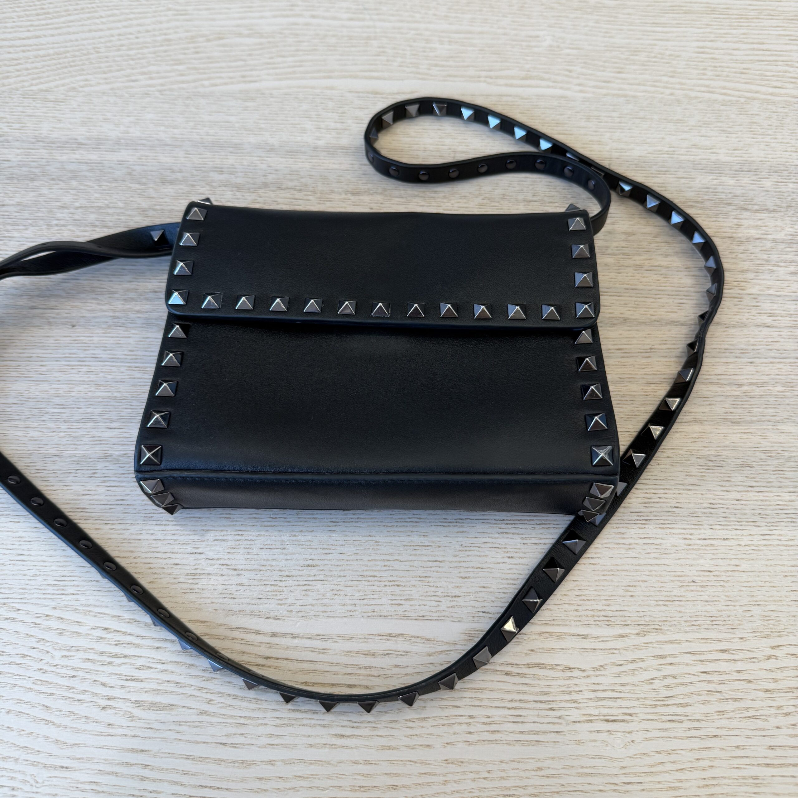Valentino Black Rockstud Messenger Bag