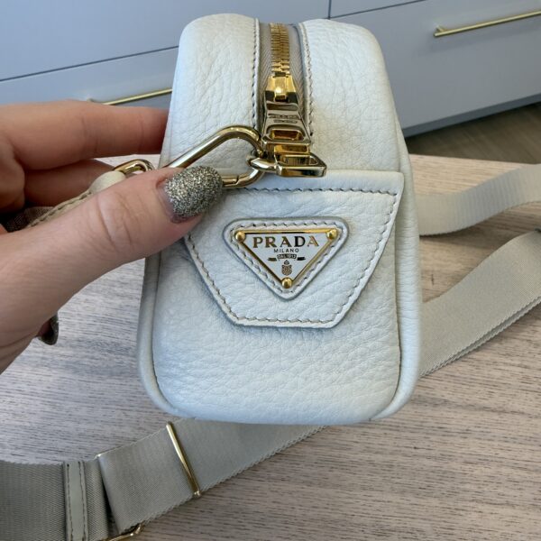 Prada Shoulder Bag Leather White and Gold