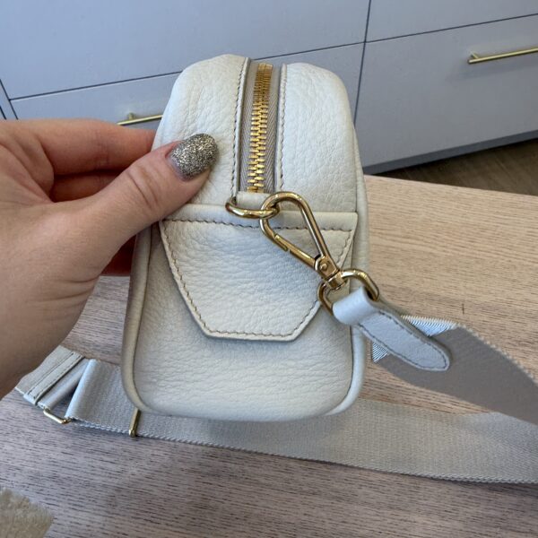 Prada Shoulder Bag Leather White and Gold