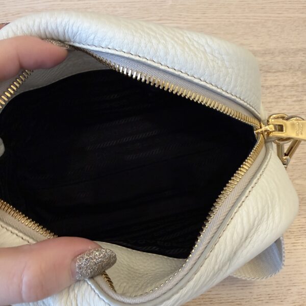 Prada Shoulder Bag Leather White and Gold