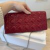 Christian Dior Red Quilted Cannage Patent Leather Lady Dior Clutch Bag