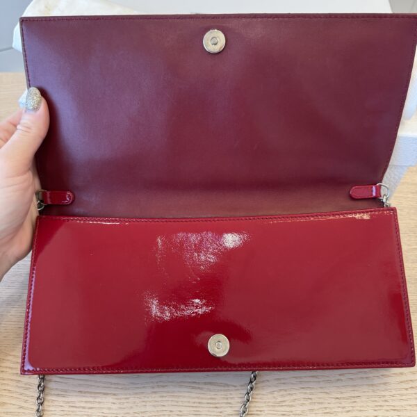 Christian Dior Red Quilted Cannage Patent Leather Lady Dior Clutch Bag