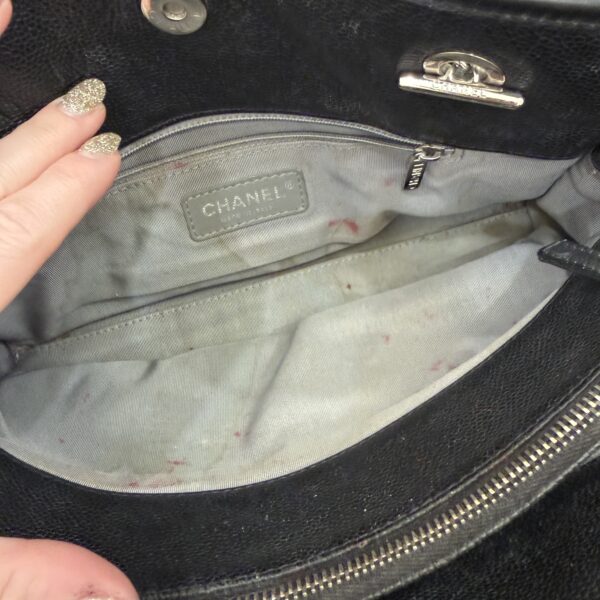 Chanel Small French Riviera Tote Black Silver Hardware