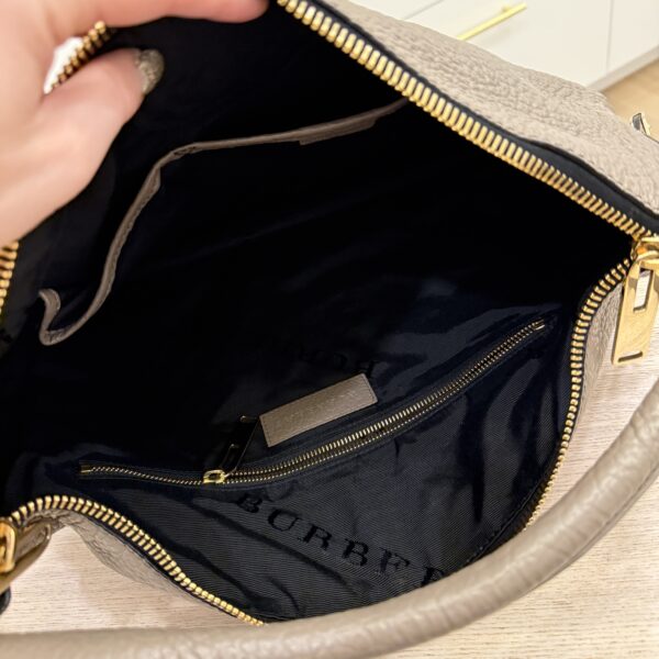 Burberry Grey Grain Leather Small Ledbury Hobo Bag