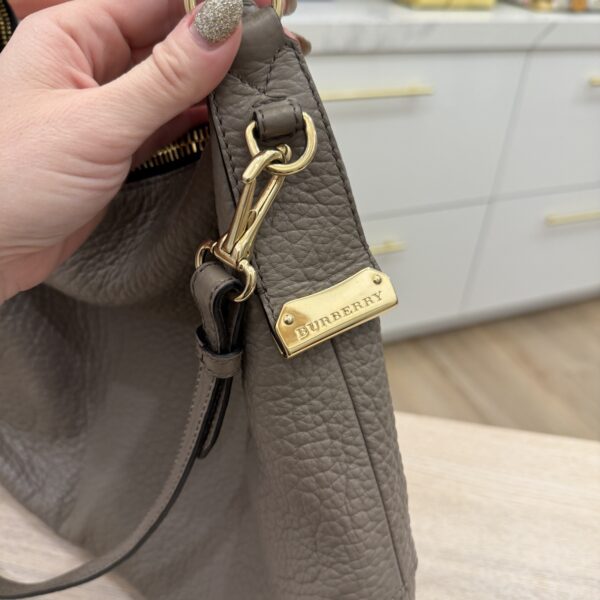 Burberry Grey Grain Leather Small Ledbury Hobo Bag