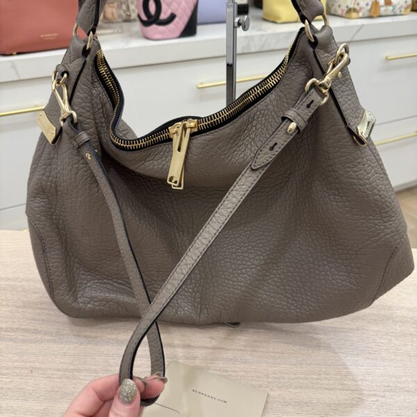 Burberry Grey Grain Leather Small Ledbury Hobo Bag