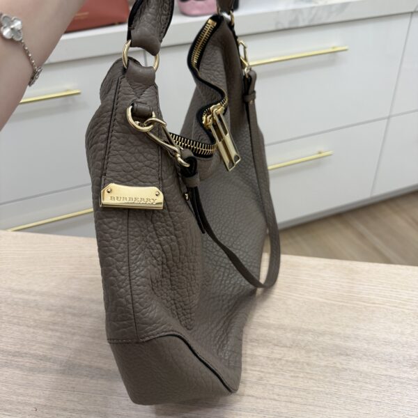 Burberry Grey Grain Leather Small Ledbury Hobo Bag