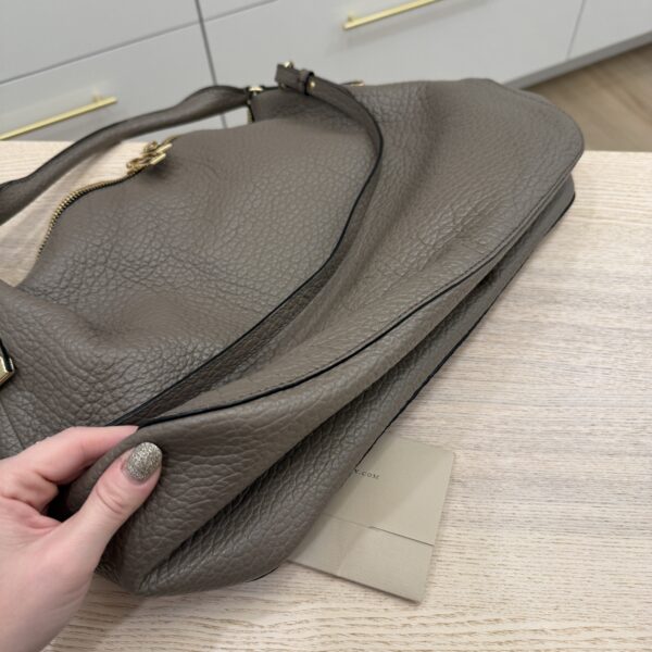 Burberry Grey Grain Leather Small Ledbury Hobo Bag