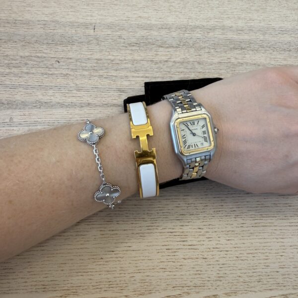 Hermes Enamel Narrow Clic Clac H Bracelet PM White