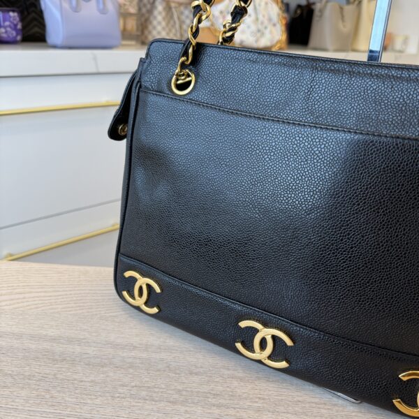 Chanel Caviar Triple CC Shoulder Bag Black 24K Gold Hardware