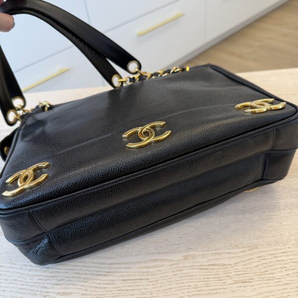 Chanel Caviar Triple CC Shoulder Bag Black 24K Gold Hardware