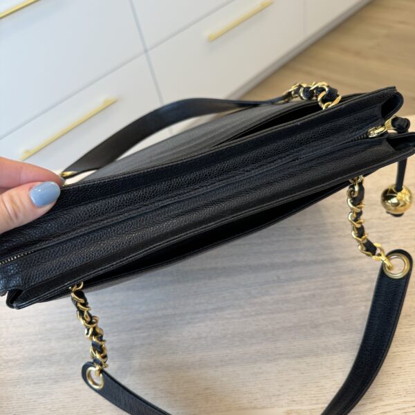 Chanel Caviar Triple CC Shoulder Bag Black 24K Gold Hardware