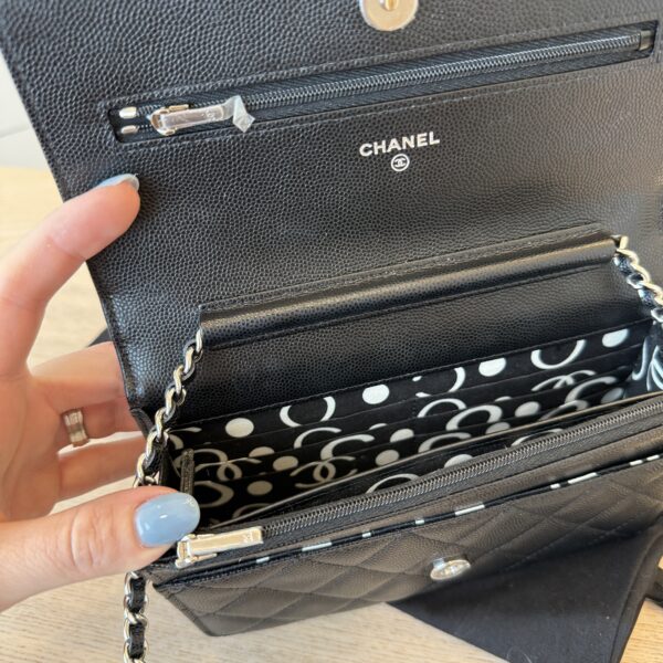 Chanel Caviar Quilted CC Logo Wallet on Chain WOC Black SHW