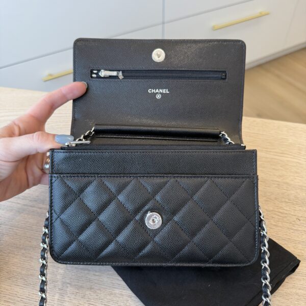 Chanel Caviar Quilted CC Logo Wallet on Chain WOC Black SHW