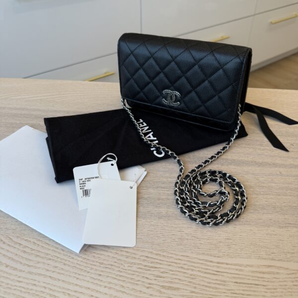 Chanel Caviar Quilted CC Logo Wallet on Chain WOC Black SHW