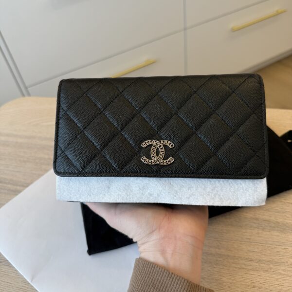 Chanel Caviar Quilted CC Logo Wallet on Chain WOC Black SHW