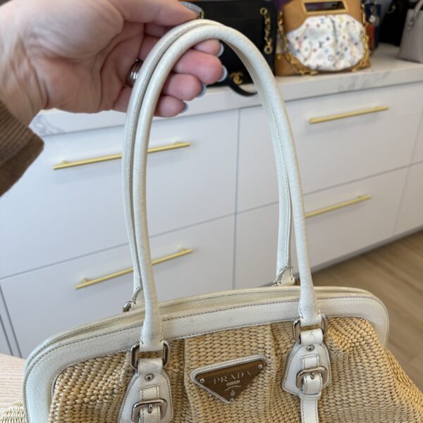 Prada Wicker Tote and Shoulder Bag White