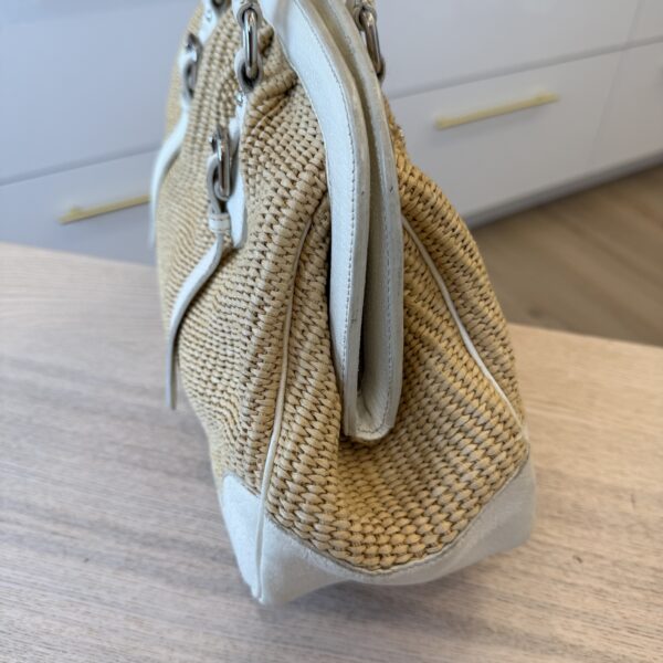 Prada Wicker Tote and Shoulder Bag White