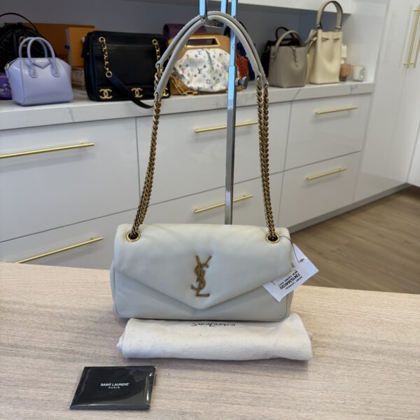 Saint Laurent (YSL) Calypso Shoulder Bag Cream Soft