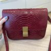 Celine Red/Black Python Medium Classic Box Shoulder Bag