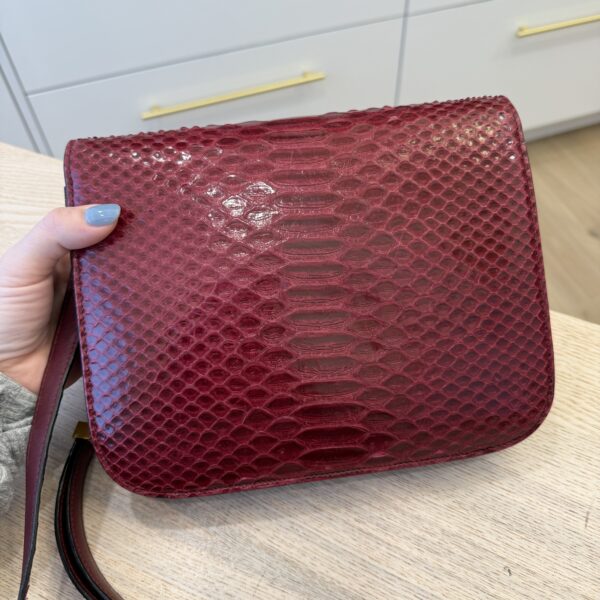 Celine Red/Black Python Medium Classic Box Shoulder Bag
