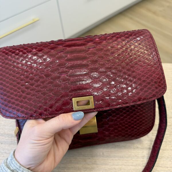 Celine Red/Black Python Medium Classic Box Shoulder Bag