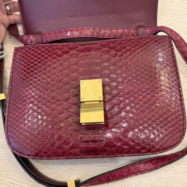 Celine Red/Black Python Medium Classic Box Shoulder Bag