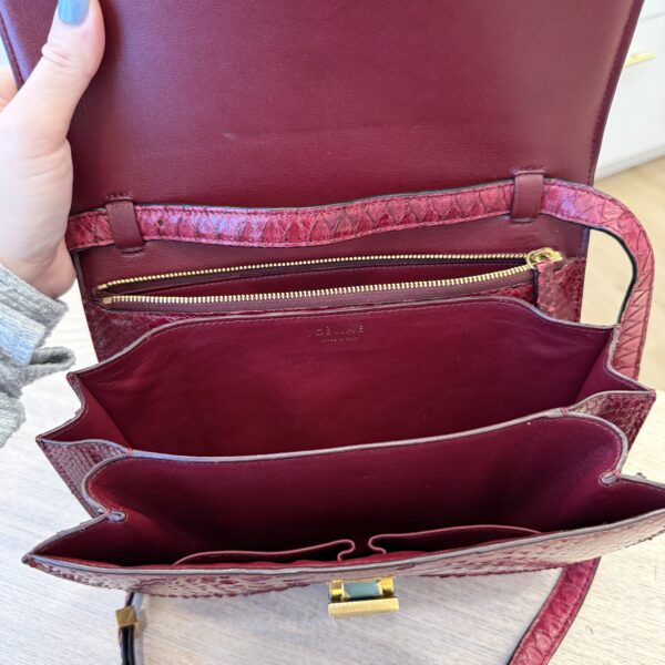 Celine Red/Black Python Medium Classic Box Shoulder Bag