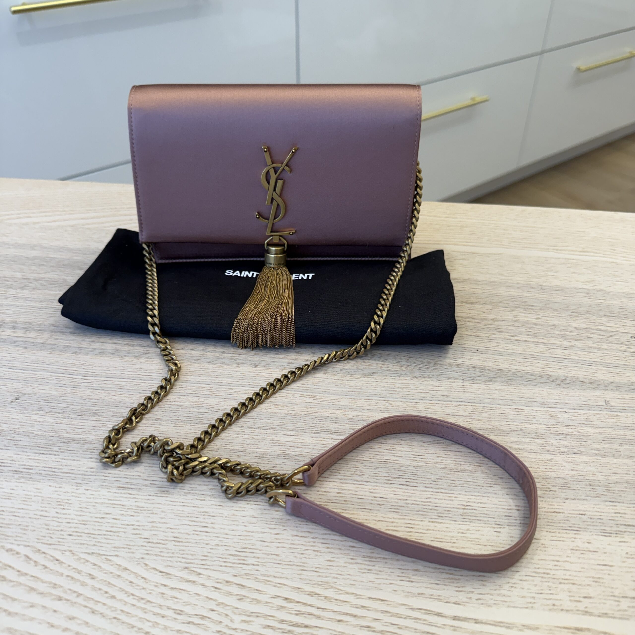 Saint Laurent (YSL) Satin Kate Tassel Wallet On Chain Bag