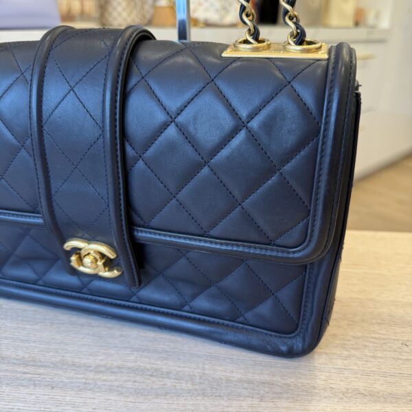 Chanel Leather Medium Elegant CC Flap Bag Navy