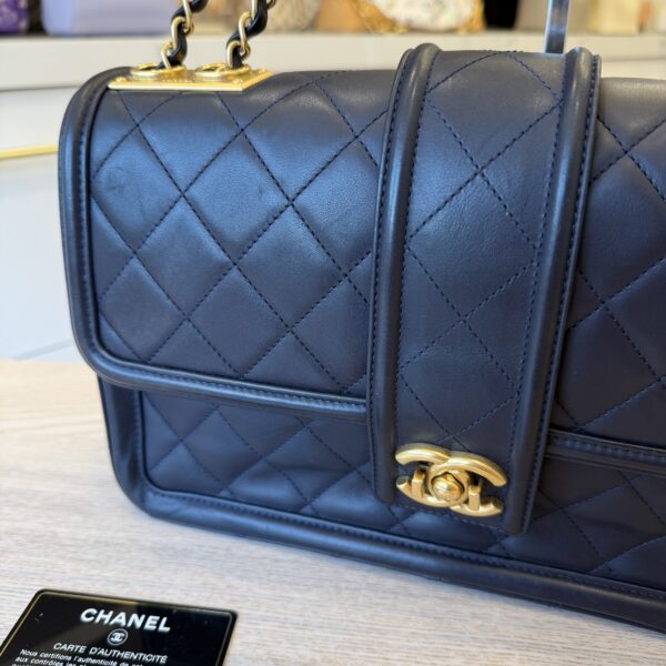 Chanel Leather Medium Elegant CC Flap Bag Navy